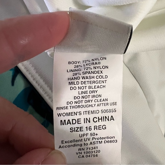 L. L. Bean Blue and Green Patterned Tankini Bathing Suit Top - Picture 5 of 5